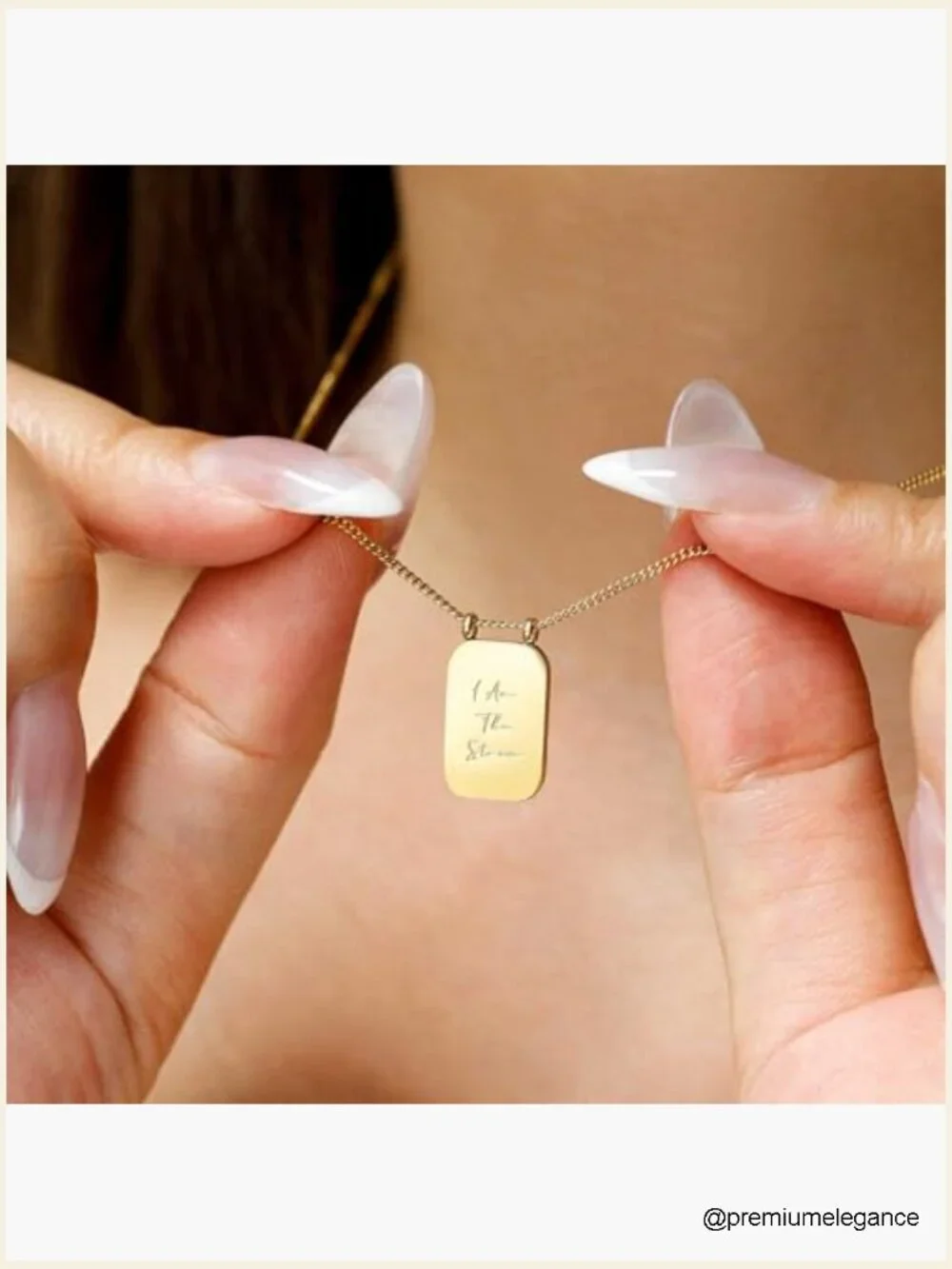 Inspirational Gold Pendant Necklace I Am The Storm Square Chain
